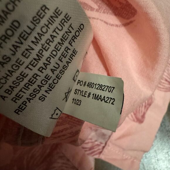 TRAVIS MATHEW Yacht Rockin Floral Camp Shirt Peach Pink Button Up LS - Picture 10 of 11
